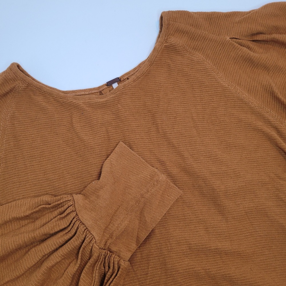 Free People Rust Crop‎ Long Sleeve Knit Shirt, Size Large
